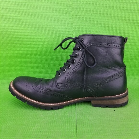 ✅Studio Ink Cowboy Men's 9.5 BLACK Leather Brogue Wingtip Chukka Boots Lace-up - Picture 12 of 12